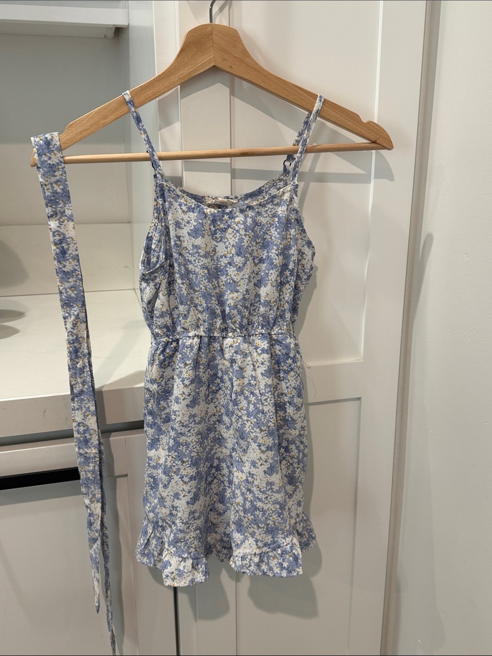 Girls floral blue romper